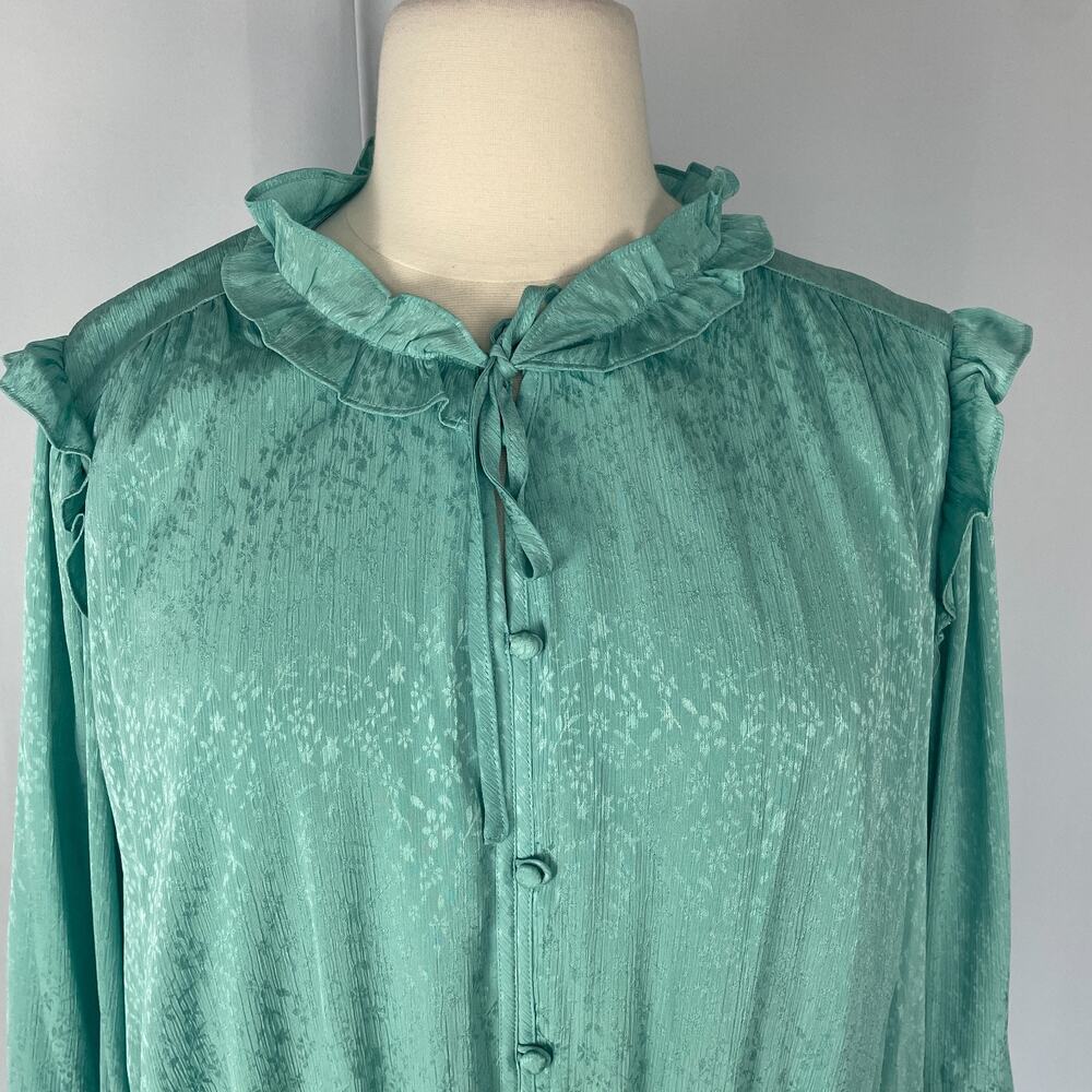 LC Lauren Conrad Dress Plus Size 4X Teal Blue Ruffle Boho Peasant Feminine - Picture 2 of 13